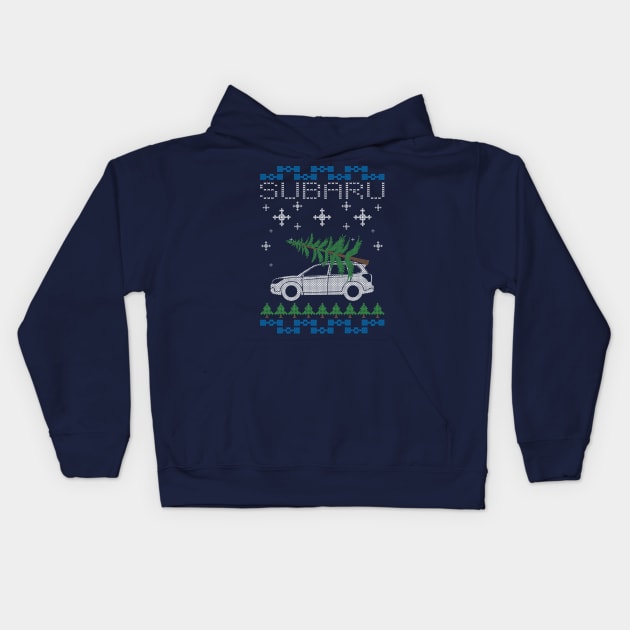 SUBIE FORESTER XMAS Kids Hoodie by HSDESIGNS